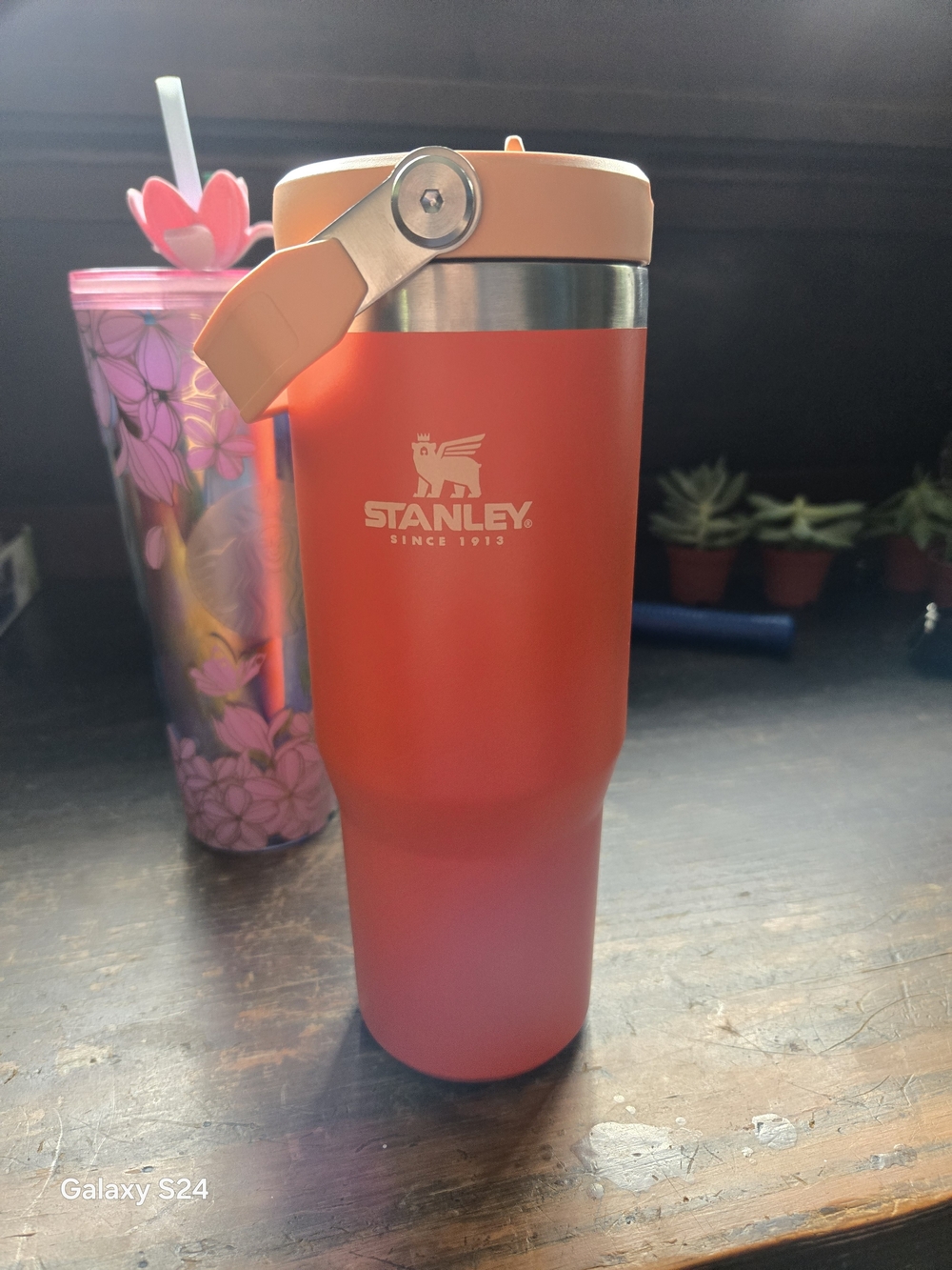Stanley Bright Orange Insulated Tumbler with Flip Handle
